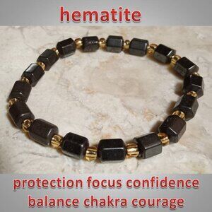 hematite stone crystal bracelet protection confidence chakra focus balance